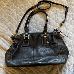 Coach Black Leather Crossbody Bag with Gold Accents